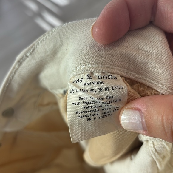 Rag & Bone Cate Mid-Rise Skinny Size 30 Moonshine JeansMetallic Silver Off White - Picture 10 of 16